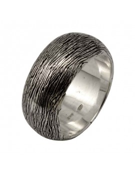 Wood Grain Silver Ring