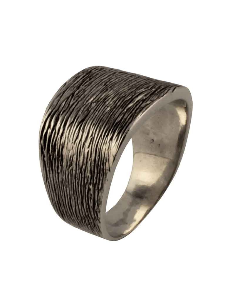Silver Band Ring Wood Grain