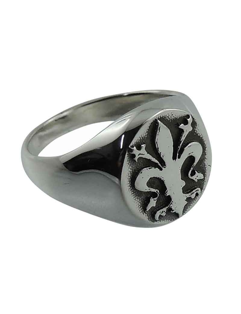 Silver Chevalier Pinky Ring Fleur de Lis