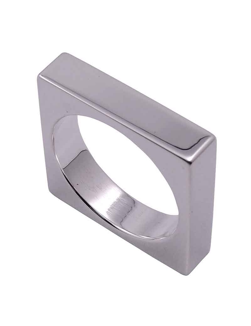 Silver Geometries Ring Square