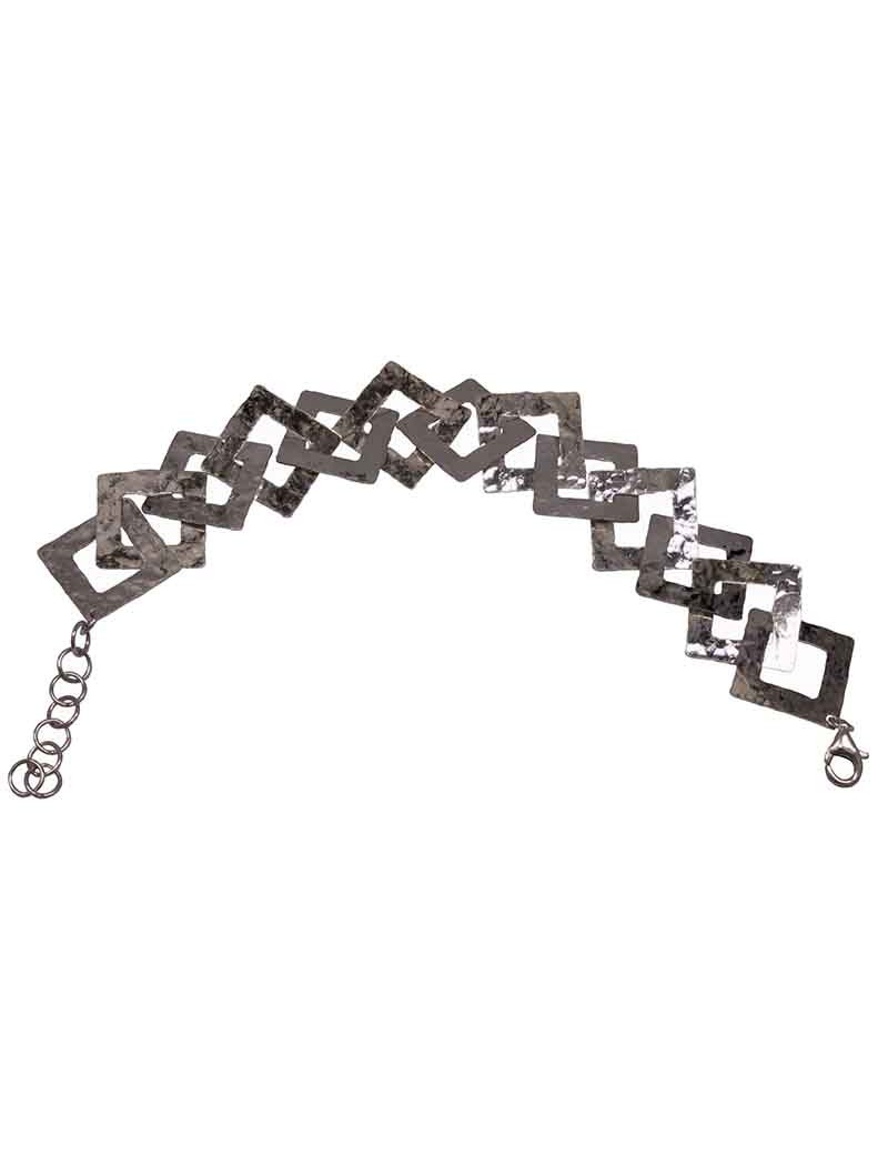 Bracciale Catena Quadri Martellati in Argento