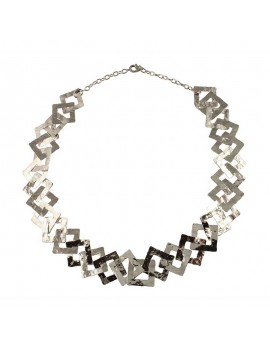 Sterling Silver Hammered Squares Necklace