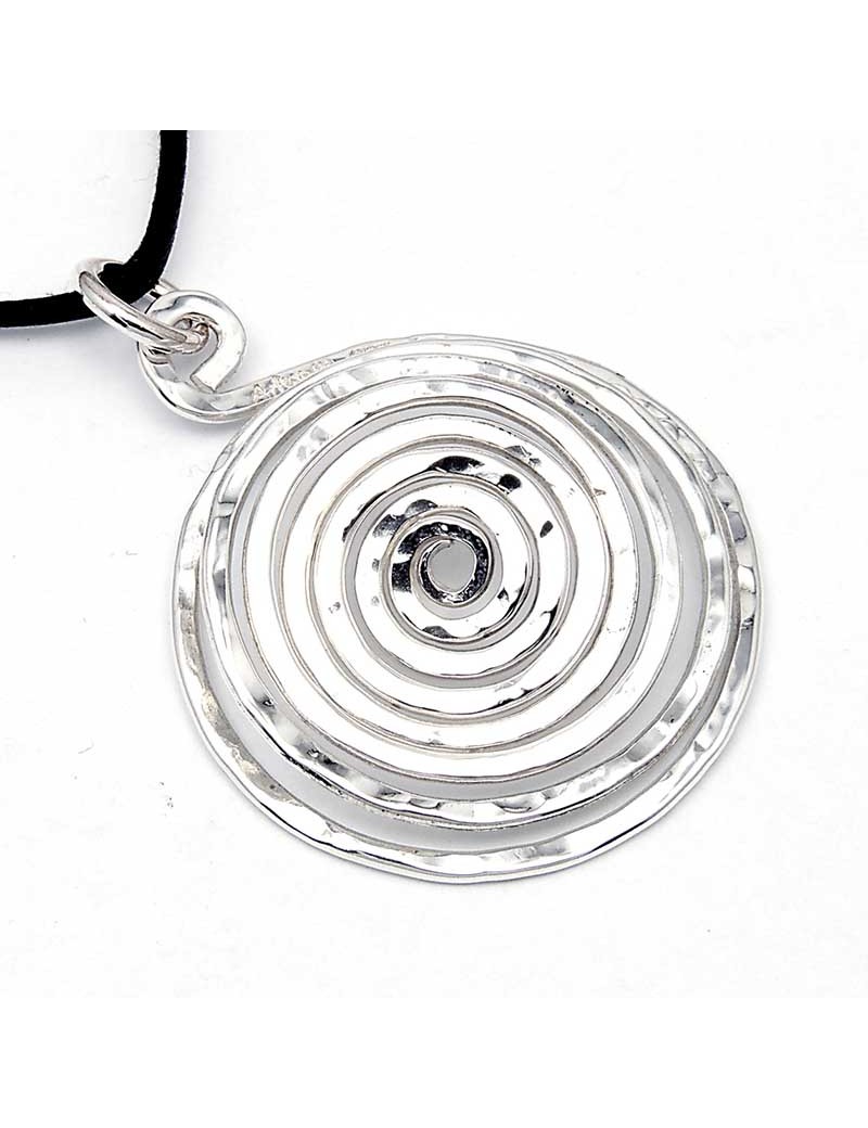 Sterling Silver Hammered Spiral Pendant Large