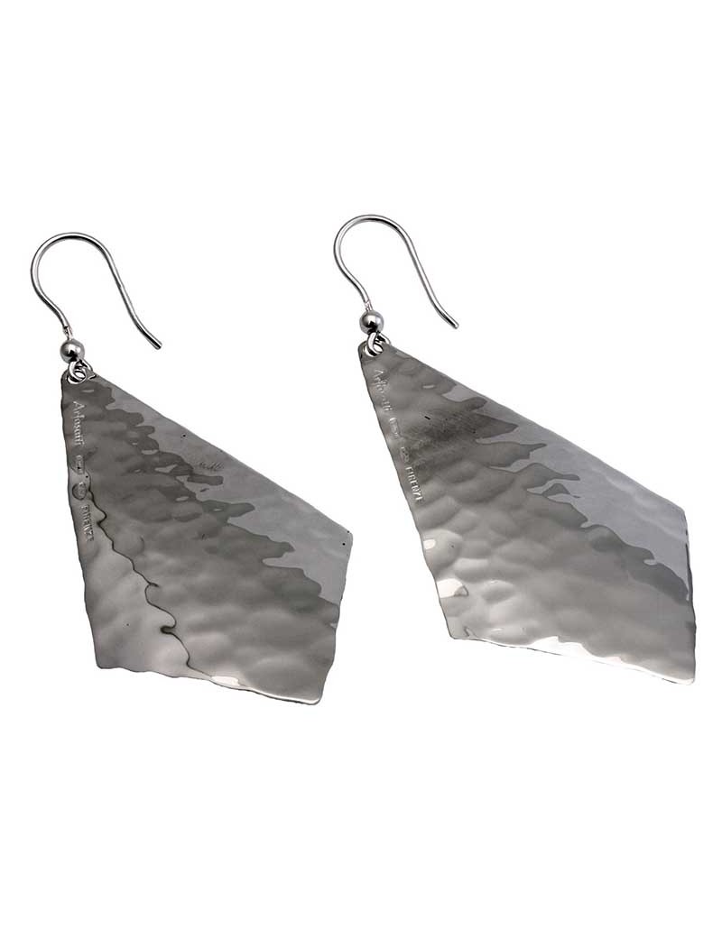 Sterling Silver Hammered Rhombus Earrings